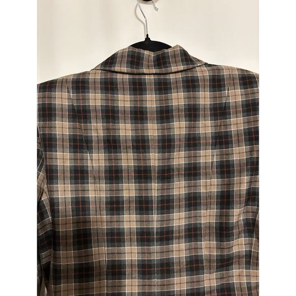 WAYF Blazer Jacket Small New Plaid Check Brown Black Fall - Picture 11 of 12